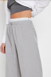 PixieGirl Petite Women's Light Grey Pinstripe Contrast Waist Trousers | PixieGirl 4