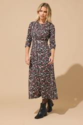 M&Co Petite Black Floral Midi Dress | M&Co 3