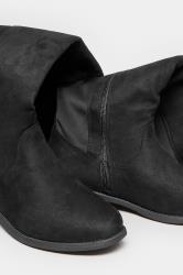 Black Faux Suede Stretch Over The Knee Boots In Wide E Fit & Extra Wide EEE Fit | Yours Clothing  5