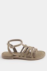 Natural Brown Faux Suede Gladiator Sandals in Extra Wide E Fit | Yours Clothing 2