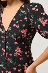 PixieGirl Petite Women's Black Rose Button Tea Dress | PixieGirl 4