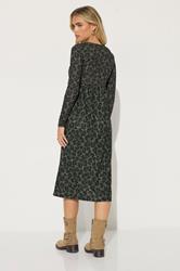 PixieGirl Petite Women's Khaki Green Leopard Print Smock Dress | PixieGirl 3