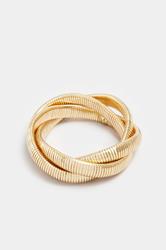 Gold Tone Stretch Twisted Bracelet | Yours Clothing 2