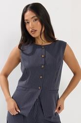 PixieGirl Petite Women's Navy Blue Pinstripe Waistcoat | PixieGirl 3