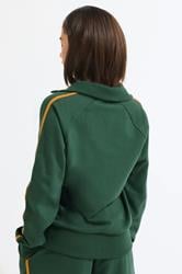 PixieGirl Petite Women's Green & Yellow Stripe Collar Zip Sweatshirt | PixieGirl 3