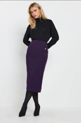 M&Co Petite Berry Purple Button Detail Midi Skirt | M&Co 1