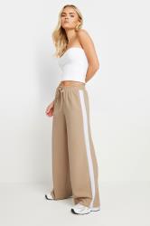 PixieGirl Stone Brown Side Stripe Wide Leg Trousers | PixieGirl 1
