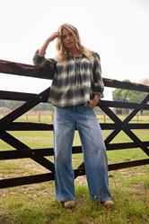 PixieGirl Petite Women's Blue Non-Stretch Seam Front Wide Leg Jeans | PixieGirl 1