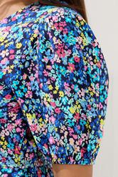 M&Co Petite Blue Ditsy Floral Puff Sleeve Dress | M&Co 4