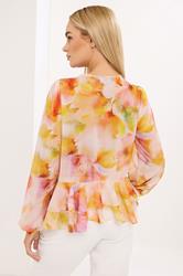 STAR Orange Abstract Frill Hem Blouse | StarByJM 3