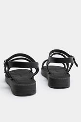 Black Glitter Comfort Sandals In Extra Wide EEE Fit | Yours Clothing 4