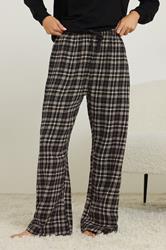 PixieGirl Petite Women's Black Cotton Check Pyjama Bottoms | PixieGirl 2