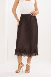 STAR Brown Lace Trim Satin Skirt | StarByJM 1