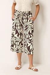 M&Co Petite Purple Leaf Print Cropped Trousers 1