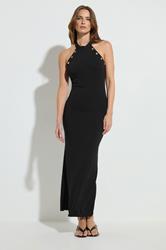 STAR Black Knitted Halter Neck Button Dress | StarByJM 7