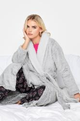 PixieGirl Grey Soft Touch Contrast Maxi Dressing Gown | PixieGirl 4