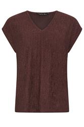 M&Co Petite Brown Textured V-Neck T-Shirt