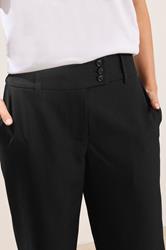 PixieGirl Petite Women's Black Button Tab Detail Wide Leg Trousers | PixieGirl 4