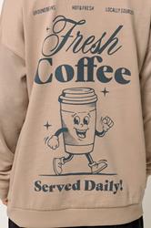 PixieGirl Petite Natural Brown 'Coffee' Slogan Drawstring Hoodie | PixieGirl 5