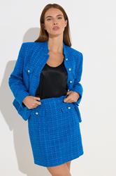 STAR Blue Tweed Button Mini Skirt | StarByJM 1
