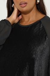 YOURS Plus Size Black Crinkle Velour Top | Yours Clothing 4