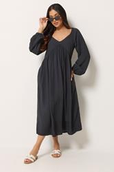 PixieGirl Petite Women's Black Woven Tie Back Smock Dress | PixieGirl 3