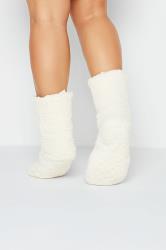 White Fluffy Slipper Socks | Yours Clothing 2