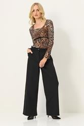 PixieGirl Petite Women's Beige Brown Leopard Print Long Sleeve Top | PixieGirl 2