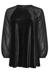 YOURS Plus Size Black Crinkle Velour Top | Yours Clothing 5