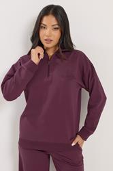 PixieGirl Petite Women's Burgundy Red 'Monte Carlo' Slogan Quarter Zip Sweatshirt | PixieGirl 1