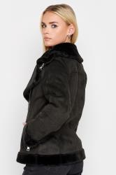 PixieGirl Black Faux Fur Trim Aviator Jacket | PixieGirl 3
