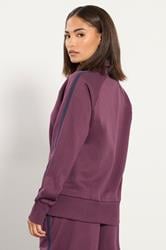 PixieGirl Petite Women's Burgundy Red Stripe Collar Zip Sweatshirt | PixieGirl 3