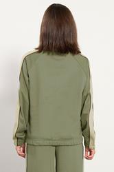 PixieGirl Petite Women's Green Colour Block Half Zip Sweatshirt | PixieGirl 3