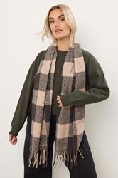 Chocolate Brown Checked Scarf | Yours Clothing 1