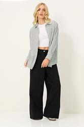 PixieGirl Petite Women's Grey Stripe Long Sleeve Shirt | PixieGirl 2