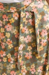 PixieGirl Petite Women's Green Floral Belt Tie Midi Skirt | PixieGirl 4