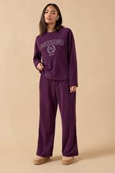 PixieGirl Petite Women's Burgundy Red Fleece Wide Leg Trousers | PixieGirl 1