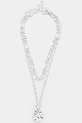 2 PACK Silver Tone Layer Chain Pendant Necklace Set | Yours Clothing 2