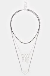 Silver Tone Triple Layer Halloween Necklace | Yours Clothing 2