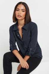 PixieGirl Petite Women's Navy Blue Rolled Sleeve Shirt | PixieGirl 1
