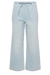 PixieGirl Petite Women's Light Blue Washed Denim Pull-On Wide Leg Jeans | PixieGirl 5