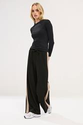 PixieGirl Petite Womens Black Side Stripe Trousers | PixieGirl 1