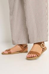 Brown Croc Buckle Detail Sandals In Wide E Fit | Yours Clothing 3