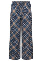 PixieGirl Petite Womens Navy Blue Check Wide Leg Trousers | PixieGirl 5