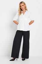 PixieGirl Petite Women's White Woven Twist Front Top | PixieGirl 2