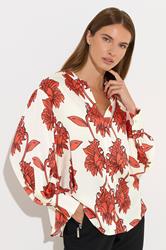 STAR Orange Floral Notch Neck Blouse | StarByJM 1