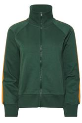 PixieGirl Petite Women's Green & Yellow Stripe Collar Zip Sweatshirt | PixieGirl 5