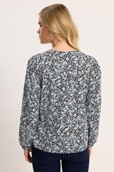 M&Co Petite Blue Floral Cotton Long Sleeve Top | M&Co 2