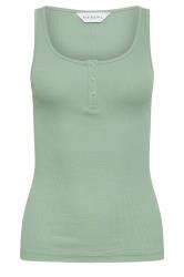 PixieGirl Petite Women's 2 PACK Sage Green & White Ribbed Popper Vest Tops | PixieGirl 8