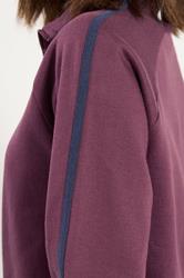 PixieGirl Petite Women's Burgundy Red Stripe Collar Zip Sweatshirt | PixieGirl 4